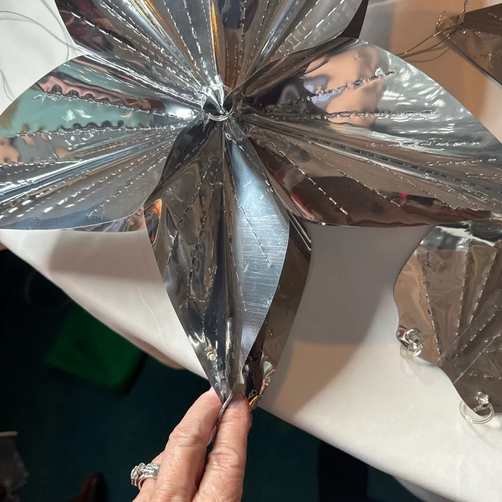 Martha Celebrations Silver Mylar Star Party Decorations Set of 5 Reusable